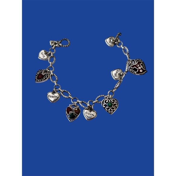 Brighton 2005 Go Red Dream Laugh Passion Spirit Bracelet silver plated hearts - Picture 3 of 9